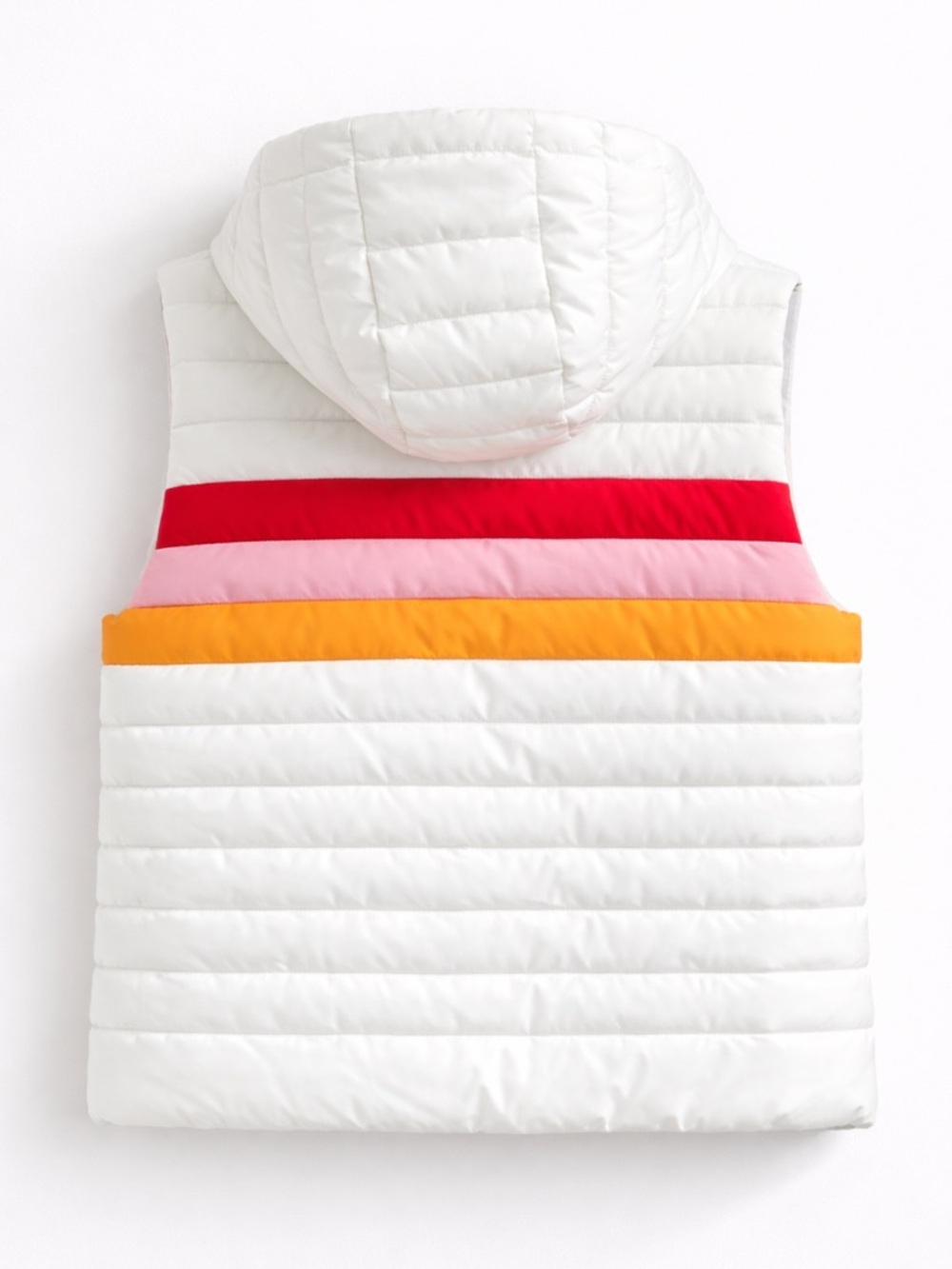 Sundance Dandelion Hooded Puffer Vest Cream Rainbow Stripe Large Outdoor Chic - Picture 5 of 7